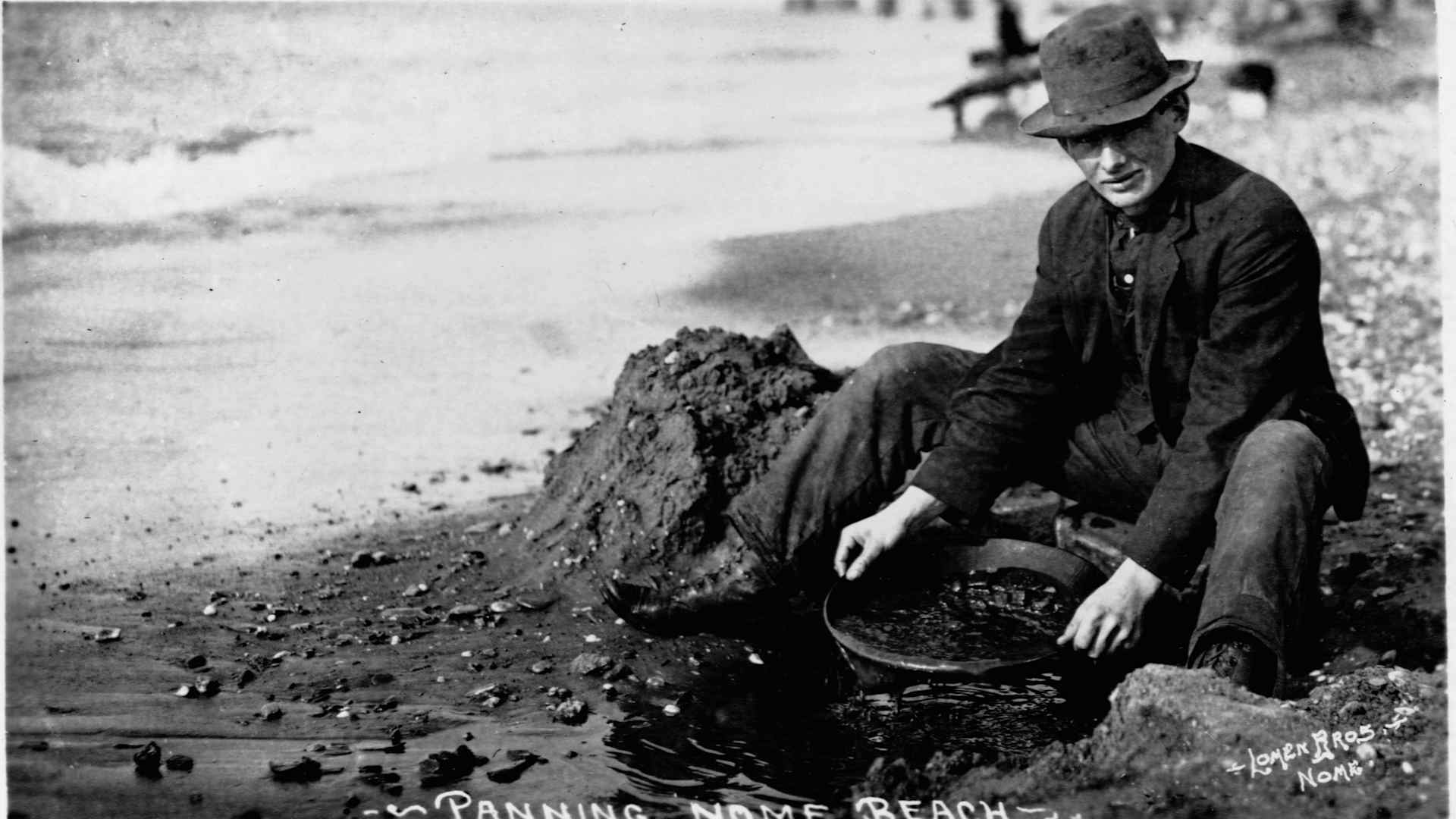Panning for gold at Nome Beach, Alaska, 1899.