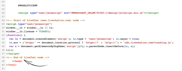 Paste LiveChat code