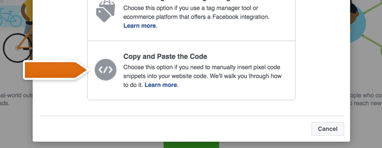 Choose how would you like to add Facebook Pixel to your website