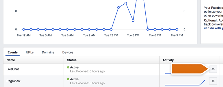 Click on eye-button to see your LiveChat-related data