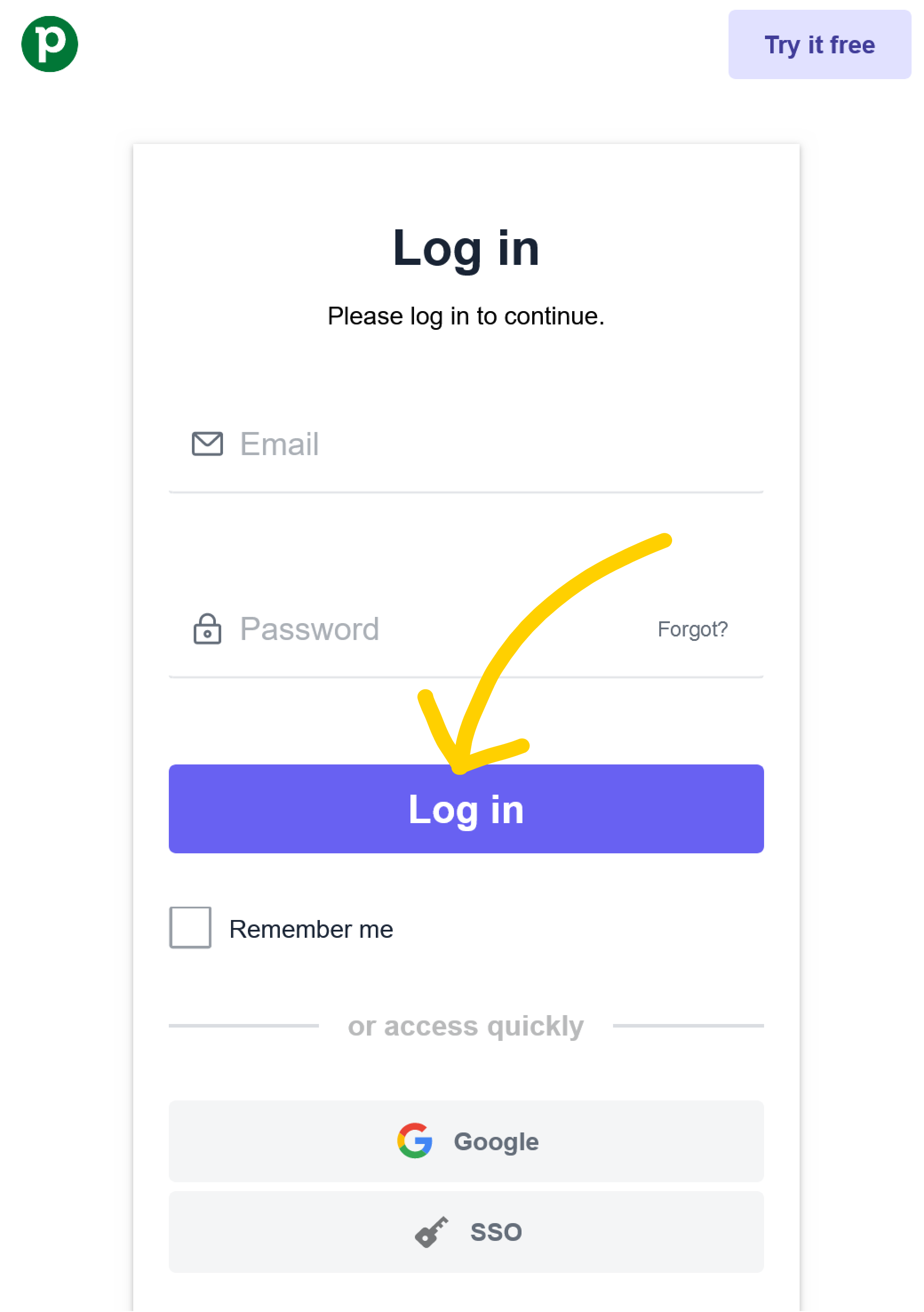 Provide your Pipedrive credentials and click on Log in